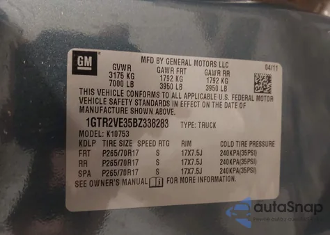 2011 GMC Sierra 1500 Sle from USA, damaged, VIN 1GTR2VE35BZ338283